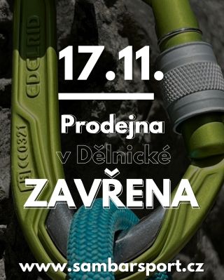 V pondělí 17.11. zůstane naše prodejna zavřená! Užijte si prodloužený víkend! 😊 Skvělé vybavení (i ve slevách) nebo i...