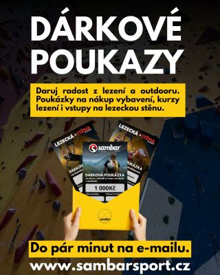 🎁 Daruj radost z pohybu, dobrodružství i nové výbavy! ✨ Hledáš dárek, který fakt potěší? Dárkové poukázky na kurzy lezení,...