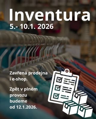 Od pondělí 5.1. do soboty 10.1. probíhá u nás inventura. Naše prodejna v Dělnické ulici i expedice e-shopu tedy zůstanou...